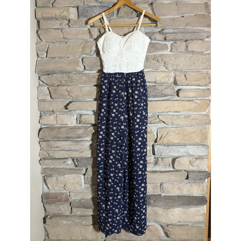As U Wish Sleeveless Jumpsuit Wide Slit Leg Size XS